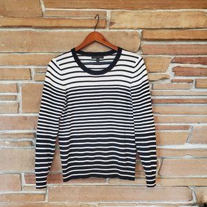 Banana Republic Women's Size Small Black & White Striped Cotton Blend Sweater